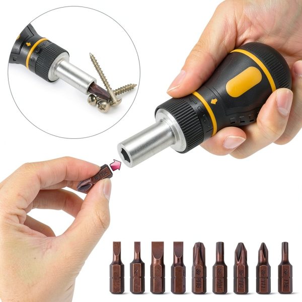 Yakamoz 9 in 1 Ratchet Screwdriver – Steel Tool with Bit Case-4