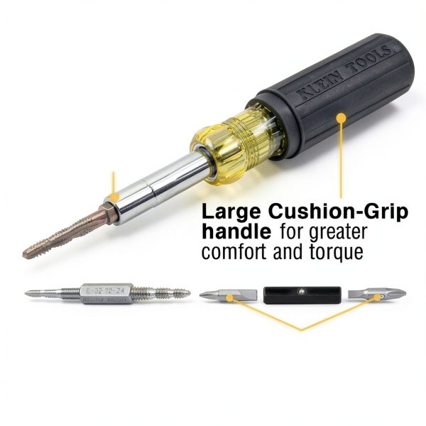 Klein Tools Multi-Bit Screwdriver 6 Tap Sizes and 4 Screwdriver Tips-1