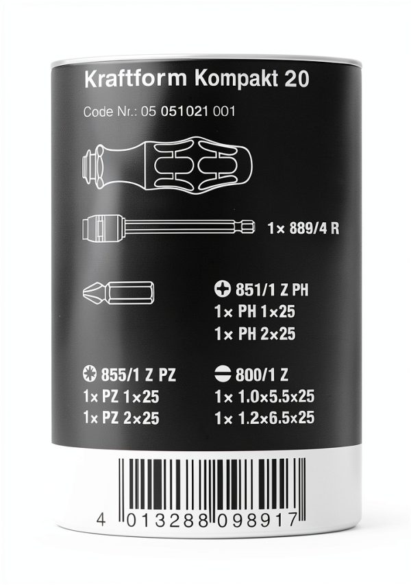 Wera - 5051021001 Kraftform Kompact 20 7-In-1 Bitholding Screwdriver with Removable Bayonet Blade (SL/PH/PZ)-1