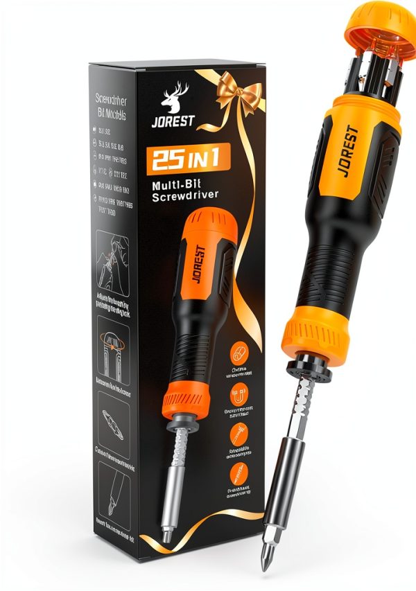 Jorest 25 in 1 Multibit Screwdriver Set, Dad Mens Gifts for Christmas, Mens Tool Stocking Suffers Gifts for Men, Magnetic Multitool Screwdriver Tool All in One-0